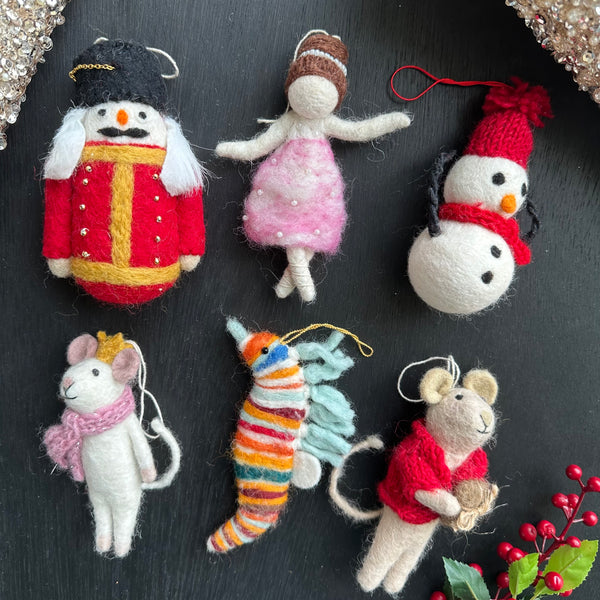 Tree Ornaments - Nutcracker, Ballerina, Mouse, Snowman & Seahorse