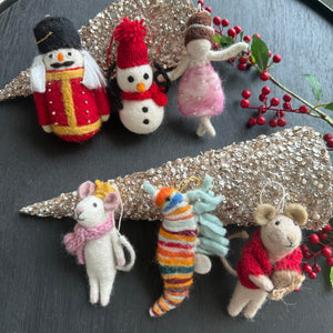 Tree Ornaments - Nutcracker, Ballerina, Mouse, Snowman & Seahorse