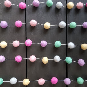 Felt Ball Garland - Pastel Rainbow