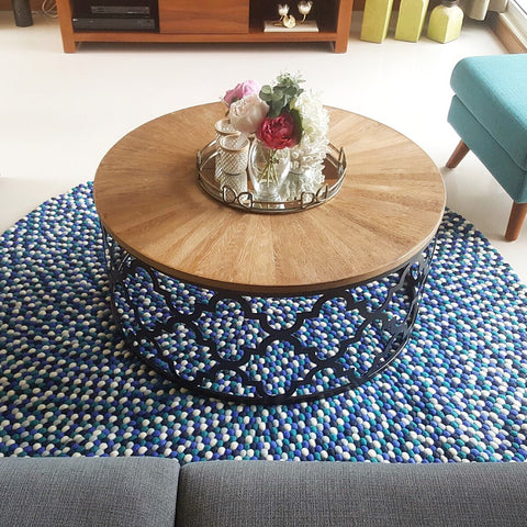 Felt Ball Rug – Blue Lagoon