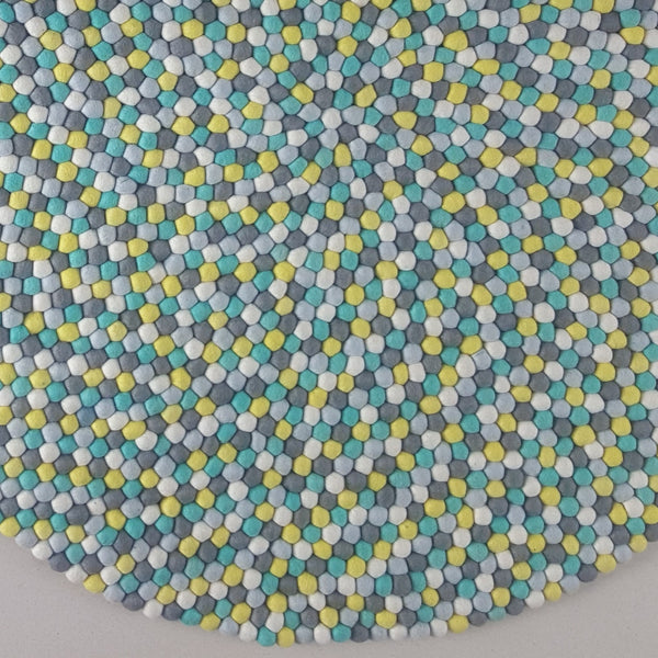 Felt Ball Rug – Citrus Blue