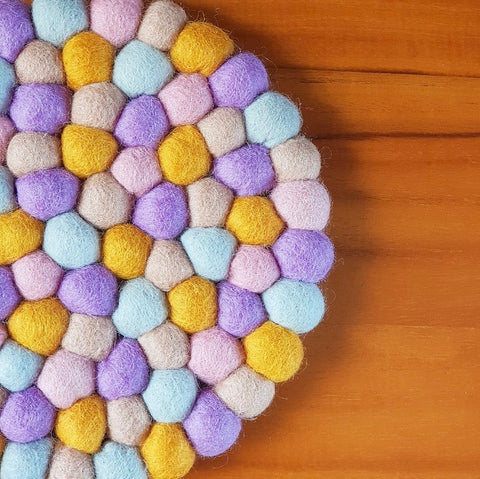 Felt Ball Trivet & Coaster Set - Wildflower