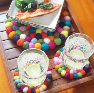 Felt Ball Trivet & Coaster Set - Skittles