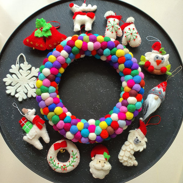 Felt Ball Wreath - Multicolor