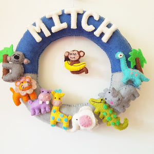 Personalized Name Wreath - Animal Safari