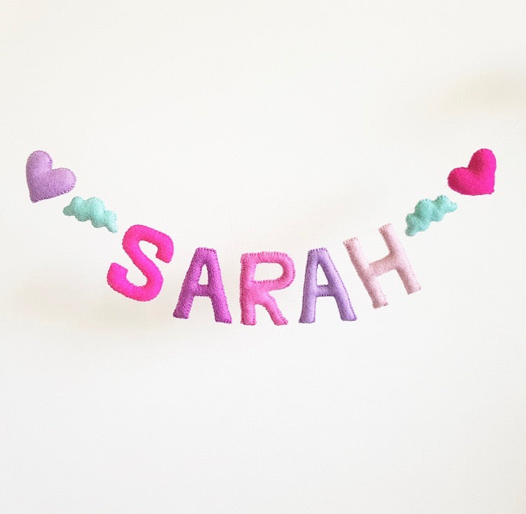 Customized Name Bunting - Pinks and Purples