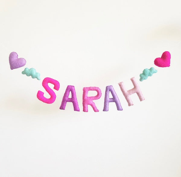 Customized Name Bunting - Pinks and Purples